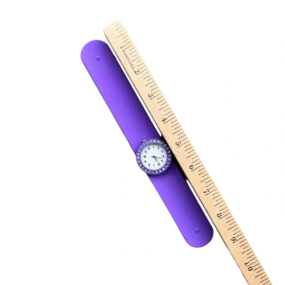 Collezio Purple Silicone Stainless Steel Back Rhinestone Slap‎ Watch Face & Band